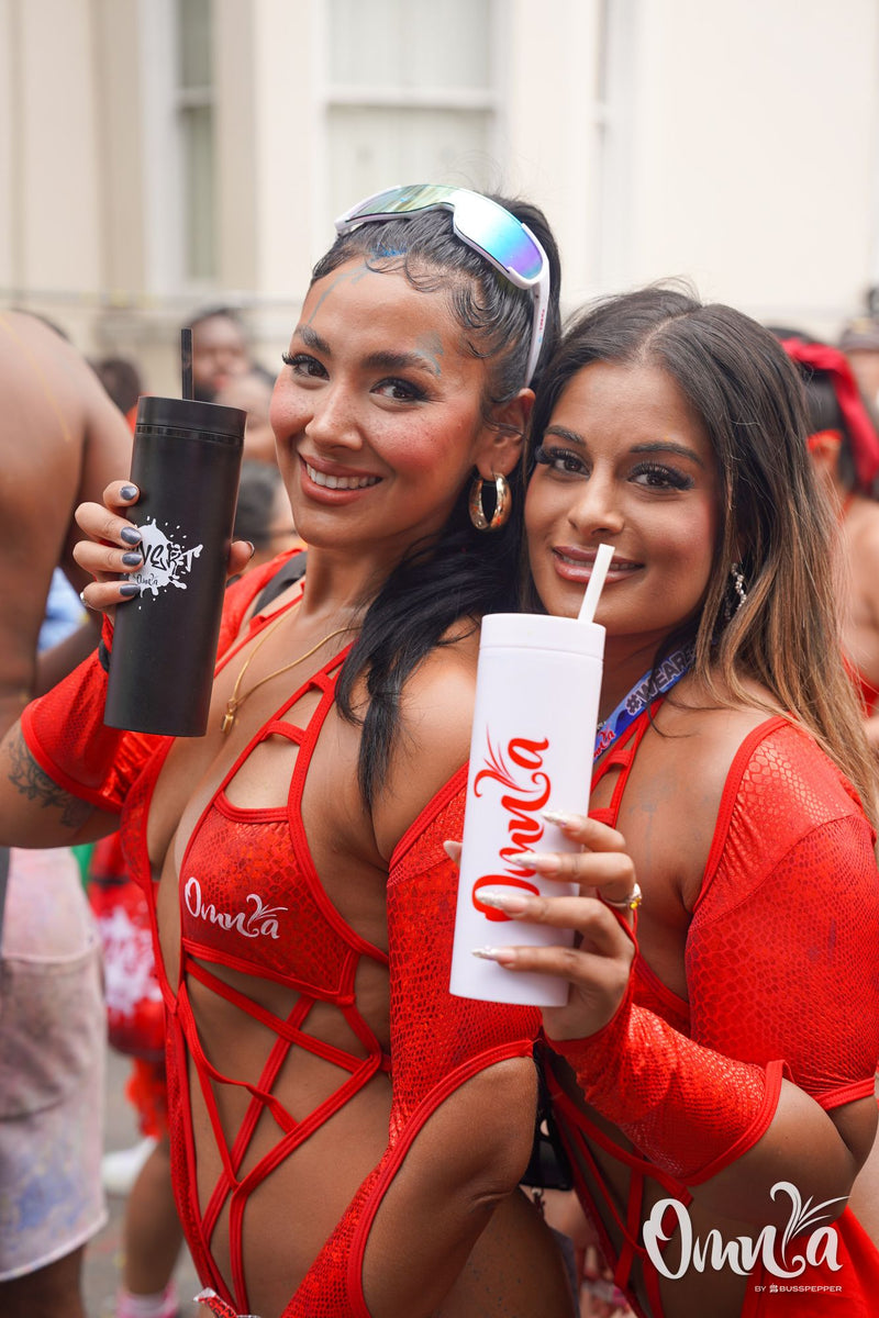 Omnia Carnival masqueraders on the road at Notting Hill Carnival 2026