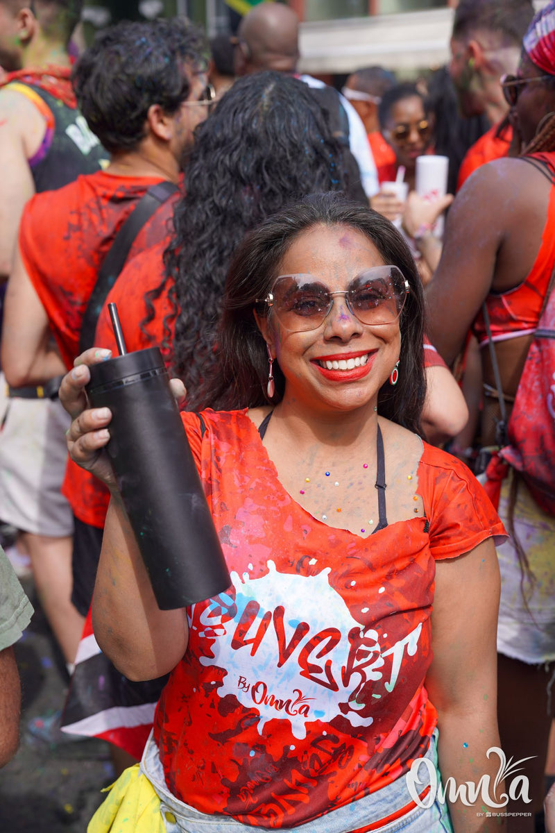 Omnia Carnival masqueraders on the road at Notting Hill Carnival 2026