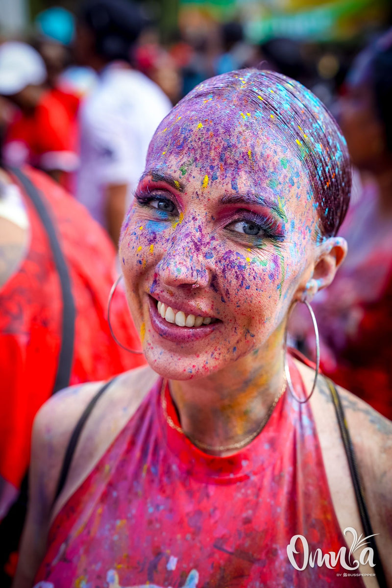 Omnia Carnival masqueraders on the road at Notting Hill Carnival 2026