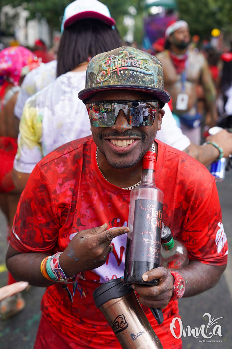 Omnia Carnival masqueraders on the road at Notting Hill Carnival 2026