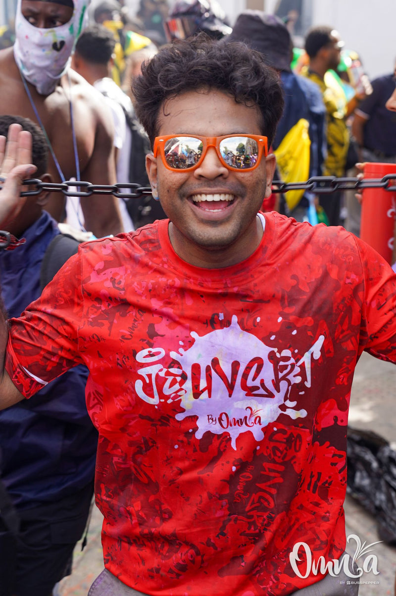 Omnia Carnival masqueraders on the road at Notting Hill Carnival 2026