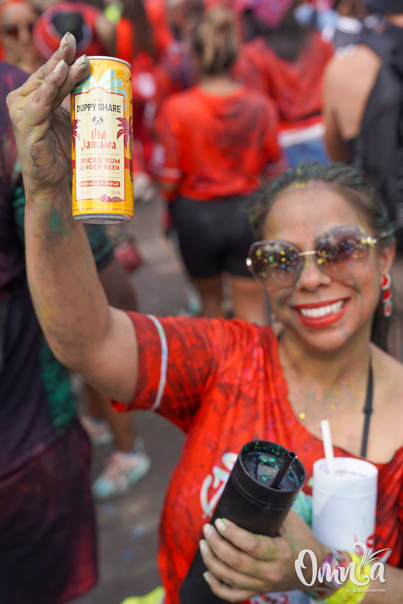 Omnia Carnival masqueraders on the road at Notting Hill Carnival 2026