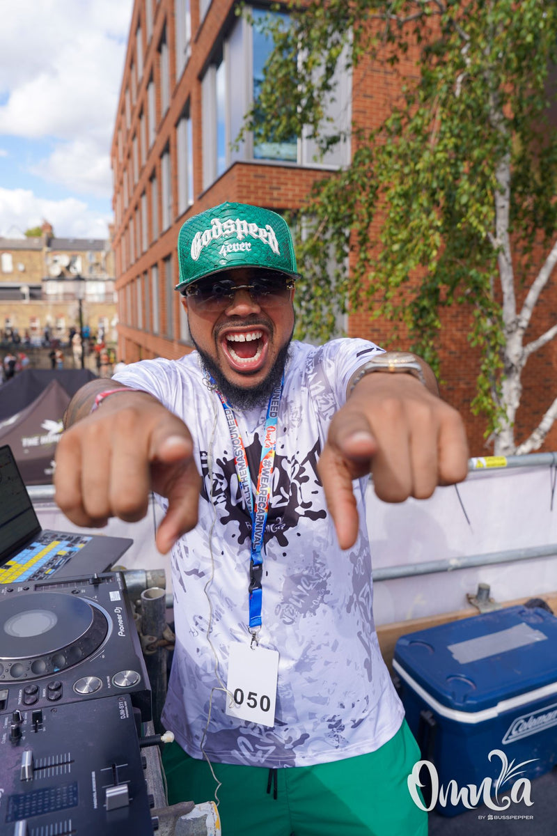 Omnia Carnival masqueraders on the road at Notting Hill Carnival 2026